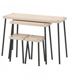 ست 4 تکه میز و استول ایکیا مدل FRIDNAS رنگ مشکی/طرح چوب توس