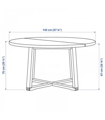 میز ناهار خوری 4 نفره گرد ایکیا مدل MORBYLANGA قطر 145 سانتیمتر روکش بلوط با رنگ آمیزی قهوه ای