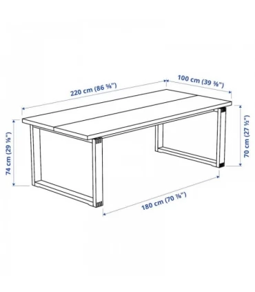 میز ناهار خوری 6 نفره ایکیا مدل MORBYLANGA اندازه 100×220 سانتیمتر روکش بلوط با رنگ آمیزی قهوه ای