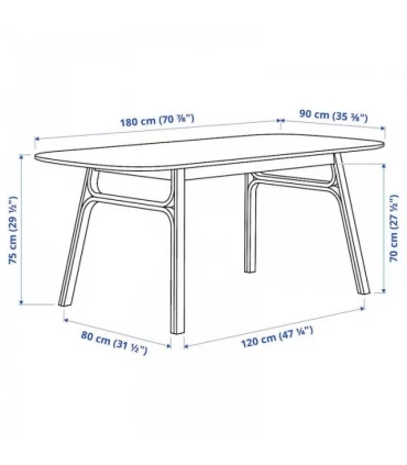 میز ناهار خوری 6 نفره بامبو ایکیا مدل VOXLOV اندازه 90×180 سانتیمتر رنگ بامبو روشن