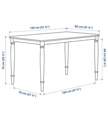 میز ناهار خوری 4 نفره ایکیا مدل DANDERYD اندازه 80×130 سانتیمتر رنگ سفید