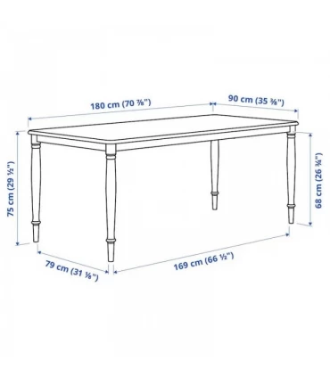 میز ناهار خوری 6 نفره ایکیا مدل DANDERYD اندازه 90×180 سانتیمتر رنگ سفید