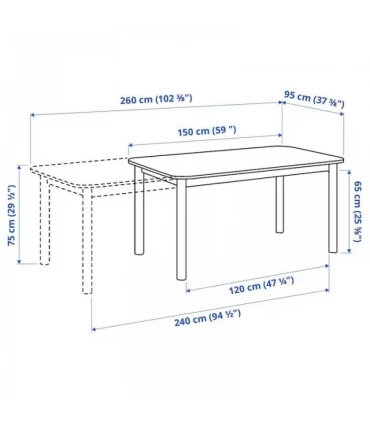 میز ناهار خوری تبدیلی 4 تا 10 نفره ایکیا مدل STRANDTORP رنگ قهوه ای