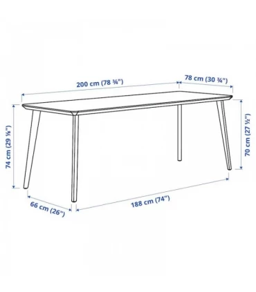 میز ناهار خوری 8 نفره ایکیا مدل LISABO اندازه 78×200 سانتیمتر روکش چوب اش