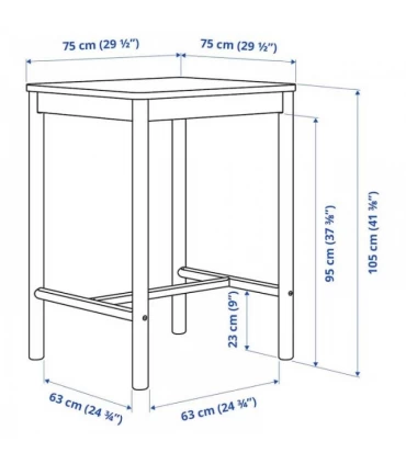 میز بار 2 تا 4 نفره ایکیا مدل RONNINGE اندازه 75×75 سانتیمتر روکش چوب توس