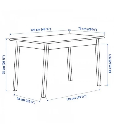 میز ناهار خوری چهار نفره تمام چوب ایکیا مدل PINNTORP رنگ صفحه چوبی/پایه سفید