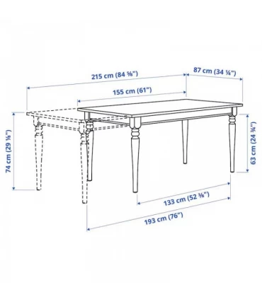 ست میز و صندلی غذاخوری 6 نفره ایکیا مدل INGATORP / INGOLF رنگ سفید