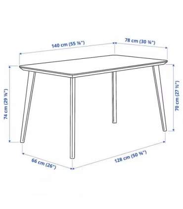ست میز و صندلی غذاخوری 4 نفره ایکیا مدل LISABO / KRYLBO رنگ چوب اش/بژ تیره