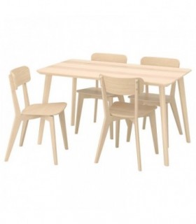 ست میز و صندلی غذاخوری 4 نفره ایکیا مدل LISABO رنگ چوب اش