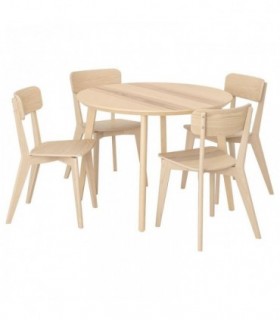 ست میز و صندلی غذاخوری 4 نفره گرد ایکیا مدل LISABO رنگ چوب اش