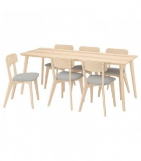 ست میز و صندلی غذاخوری 6 نفره ایکیا مدل LISABO رنگ چوب اش
