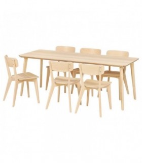ست میز و صندلی غذاخوری 6 نفره ایکیا مدل LISABO رنگ چوب اش