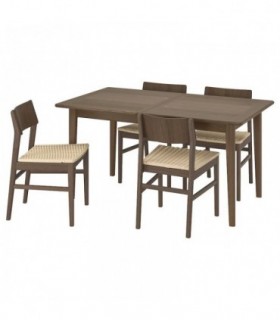 میز و صندلی غذاخوری تبدیلی 4 نفره ایکیا مدل SKANSNAS چوب راش قهوه ای