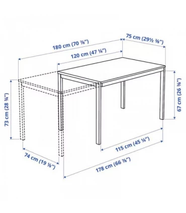 میز و صندلی غذاخوری قابل تبدیل 4 نفره ایکیا مدل VANGSTA / TEODORES سفید