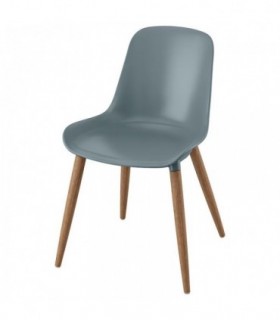 صندلی ناهارخوری ایکیا مدل GRONSTA مناسب برای استفاده در داخل و فضای بیرونی رنگ فیروزه ای با پایه های چوبی