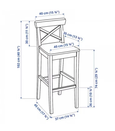 صندلی اپن آشپزخانه ایکیا مدل INGOLF ارتفاع نشیمن 74 سانتیمتر رنگ سفید