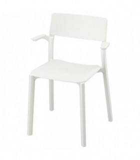 صندلی ناهار خوری پلاستیکی دسته دار ایکیا مدل JANINGE رنگ سفید