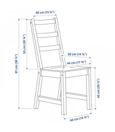 صندلی ناهار خوری چوبی ایکیا مدل NORDVIKEN چوب کاج با رنگ آمیزی مشکی