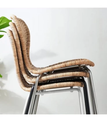 صندلی ناهارخوری حصیری ایکیا مدل ALVSTA رنگ پایه ها کروم