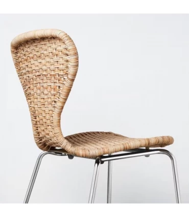 صندلی ناهارخوری حصیری ایکیا مدل ALVSTA رنگ پایه ها کروم