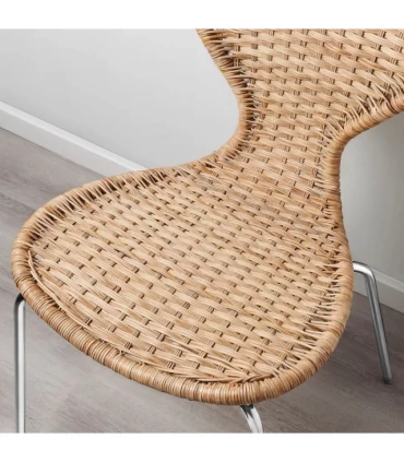 صندلی ناهارخوری حصیری ایکیا مدل ALVSTA رنگ پایه ها کروم