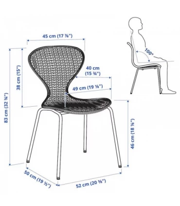 صندلی ناهارخوری حصیری ایکیا مدل ALVSTA رنگ پایه ها کروم
