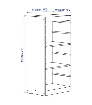 نظم دهنده چوبی ایکیا مدل TROFAST ابعاد 44x30x91 سانتیمتر بهمراه سه طبقه