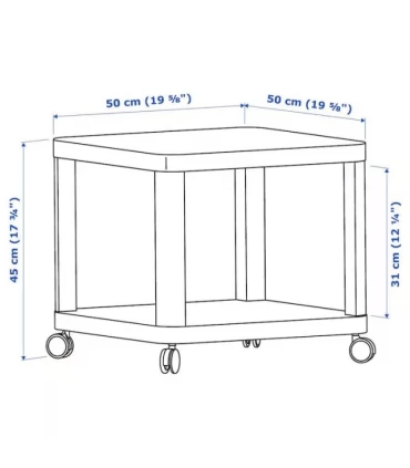 میز عسلی چرخدار ایکیا مدل TINGBY رنگ سفید 50×50 سانتیمتر