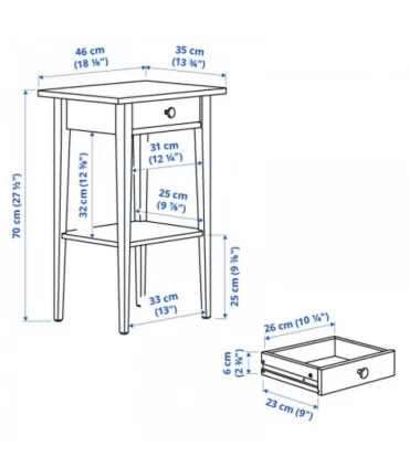 میز کناری ایکیا مدل HEMNES رنگ زرد 35×46 سانتیمتر