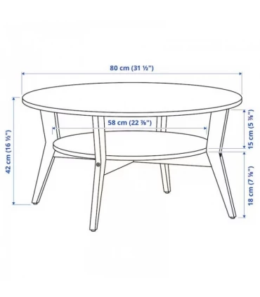 میز جلو مبلی ایکیا مدل JAKOBSFORS روکش چوب بلوط قطر 80 سانتیمتر