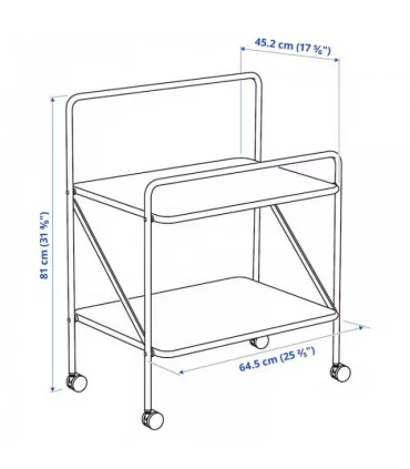 میز کناری چرخ دار ایکیا مدل JARLASA رنگ سفید 45×65 سانتیمتر