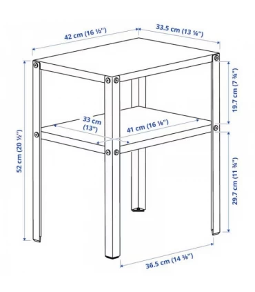 میز کنار تختی ایکیا مدل KNARREVIK رنگ زرد 34×42 سانتیمتر