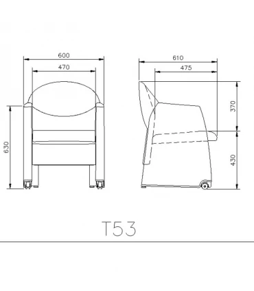 مبل آمورشی تک نفره چرخدار لیو مدل T53L