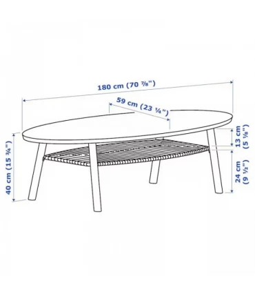 میز جلو مبلی ایکیا مدل STOCKHOLM روکش چوب گردو 59×180 سانتیمتر