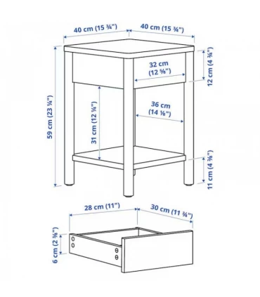 میز کنار تخت ایکیا مدل TONSTAD روکش چوب بلوط 40×40 سانتیمتر