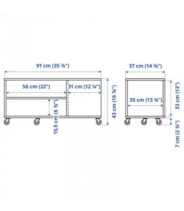 میز جلو مبلی چرخدار ایکیا مدل VIHALS رنگ سفید 37×91 سانتیمتر
