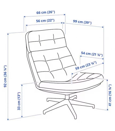 صندلی راحتی بهمراه زیرپایی ایکیا مدل HAVBERG روکش پارچه رنگ خاکستری Lejde grey/black