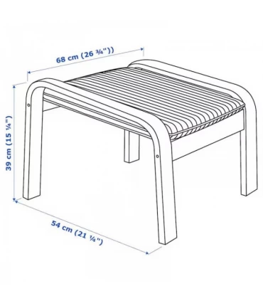 صندلی راحتی بهمراه زیرپایی ایکیا مدل POANG بدنه چوب توس تشک رنگ مشکی Knisa