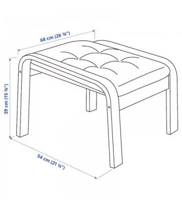 صندلی راحتی بهمراه زیرپایی ایکیا مدل POANG بدنه قهوه‌ای تیره تشک رنگ خاکستری تیره Gunnared