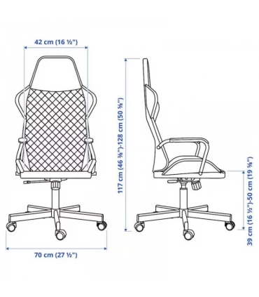 صندلی گیمینگ ایکیا مدل UTESPELARE روکش چرم رنگ خاکستری