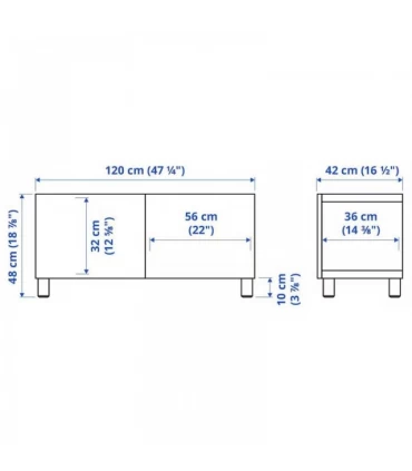 میز تلویزیون ایکیا مدل BESTÅ دو درب Lappviken/Stubbarp ابعاد 120x42x48 سانتیمتر رنگ قهوه ای تیره