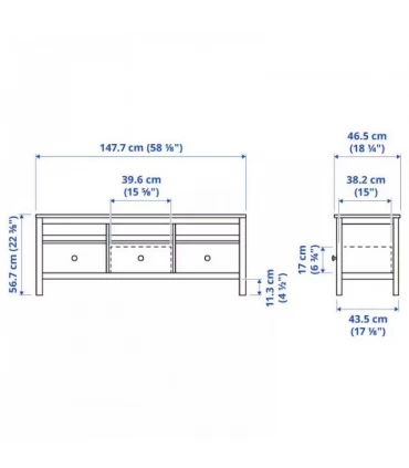 میز تلویزیون ایکیا مدل HEMNES رنگ قهوه ای تیره/چوب کاج