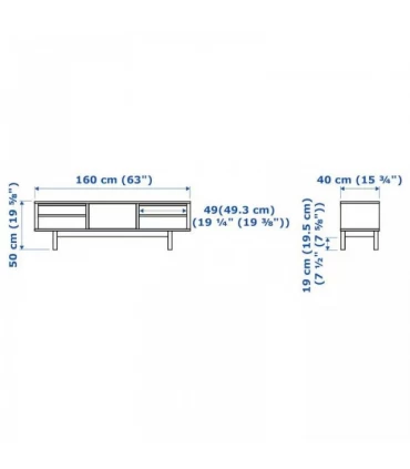 میز تلویزیون ایکیا مدل STOCKHOLM ابعاد 160x40x50 سانتیمتر روکش چوب گردو