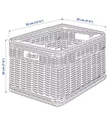 سبد طرح حصیر پلاستیکی ایکیا مدل BEKNA اندازه 25x35x20 سانتیمتر