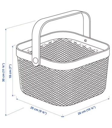 سبد دسته دار ایکیا مدل RISATORP اندازه 25x26x18 سانتیمتر رنگ سبز تیره