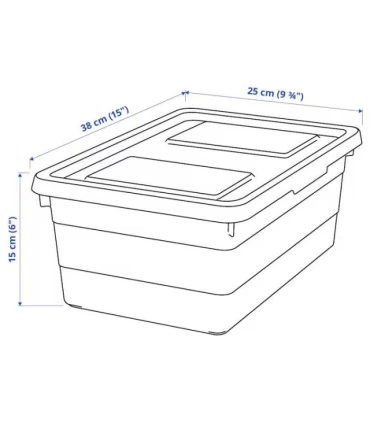 باکس ذخیره سازی درب دار ایکیا مدل SOCKERBIT اندازه 38x25x15 رنگ سفید