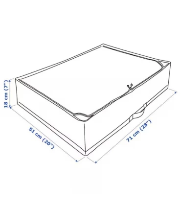 باکس دخیره سازی داخل کمد/زیر تخت ایکیا مدل STUK رنگ سفید/خاکستری ابعاد 71x51x18 سانتیمتر