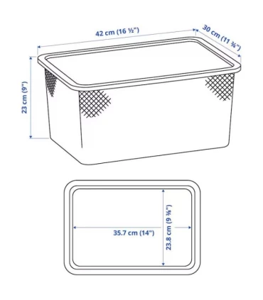 باکس ذخیره سازی مش ایکیا مدل TROFAST ابعاد 42x30x23 رنگ خاکستری-آبی