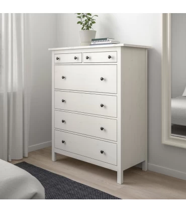 دراور شش کشو چوبی ایکیا مدل HEMNES رنگ سفید