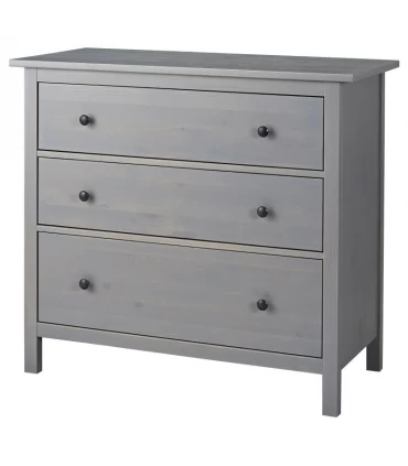 دراور سه کشو چوبی ایکیا مدل HEMNES رنگ خاکستری